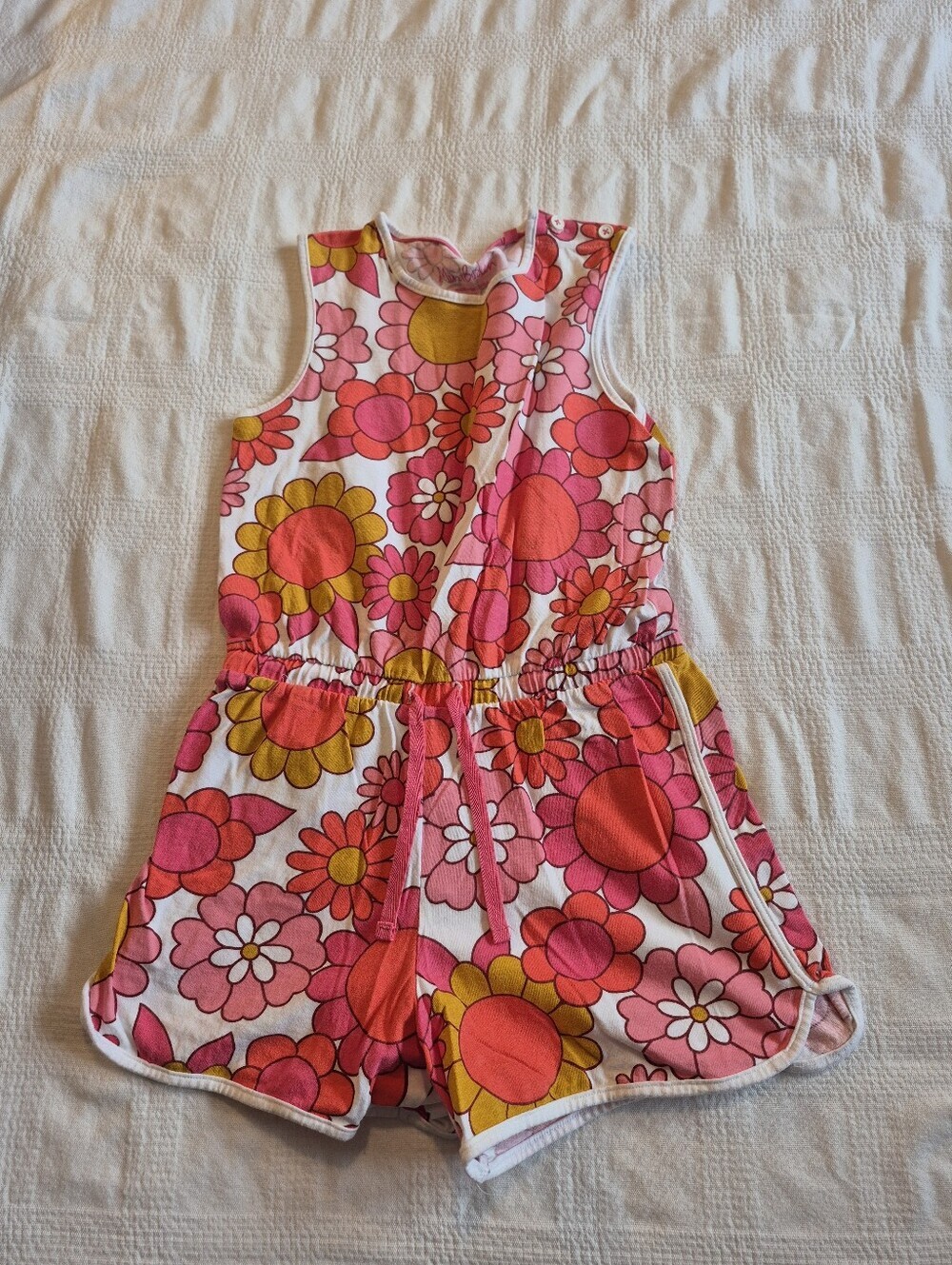Mini Boden girls 8-9 years floral sleeveless romper button shoulder VGUC